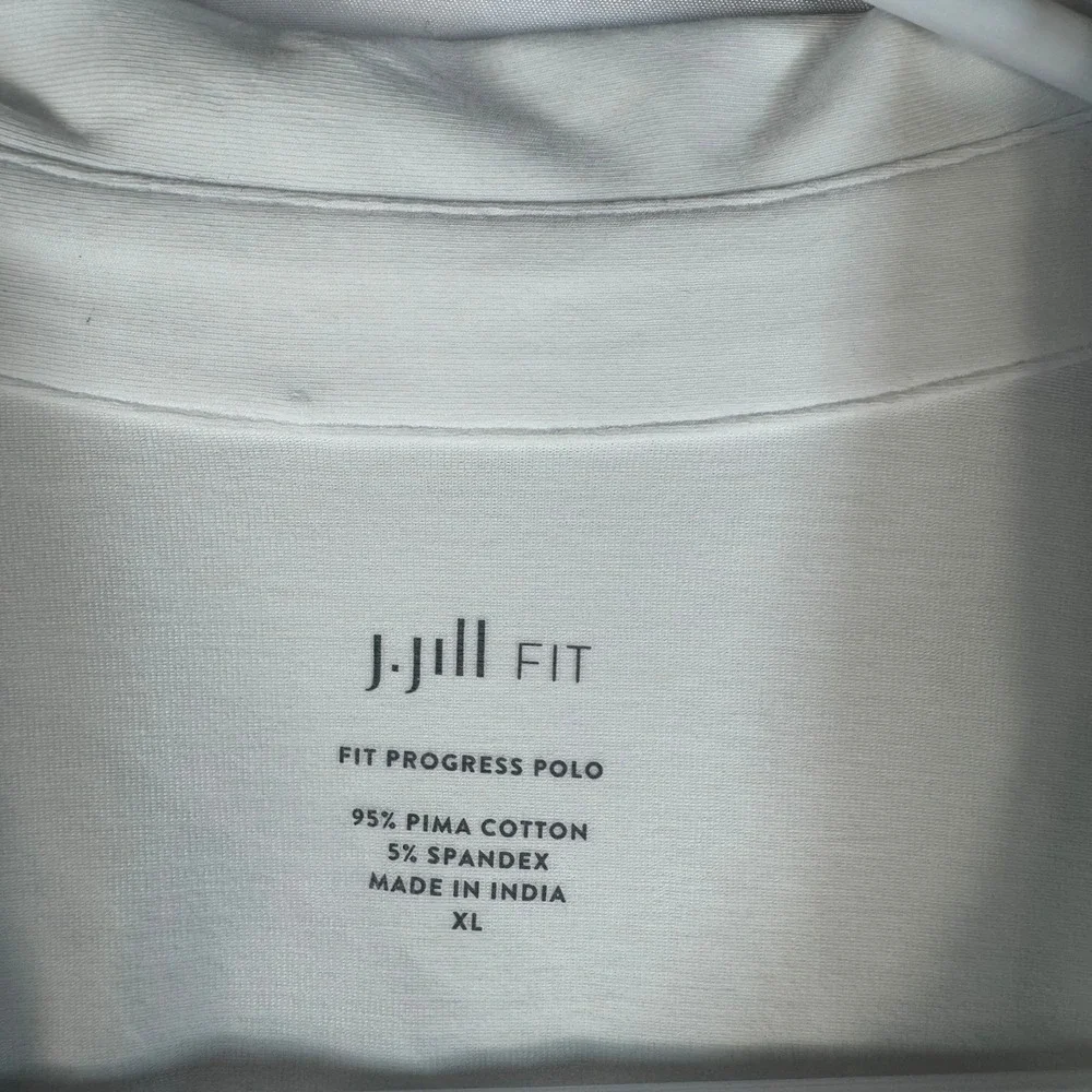 J.Jill Fit White Progress Polo Shirt Womens XL Pima Cotton Spandex Short Sleeve - Picture 2 of 8